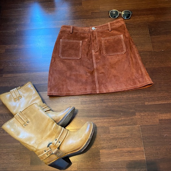 **BOGO Free** Blank NYC Genuine Leather Retro Skirt with Pockets - Picture 3 of 8